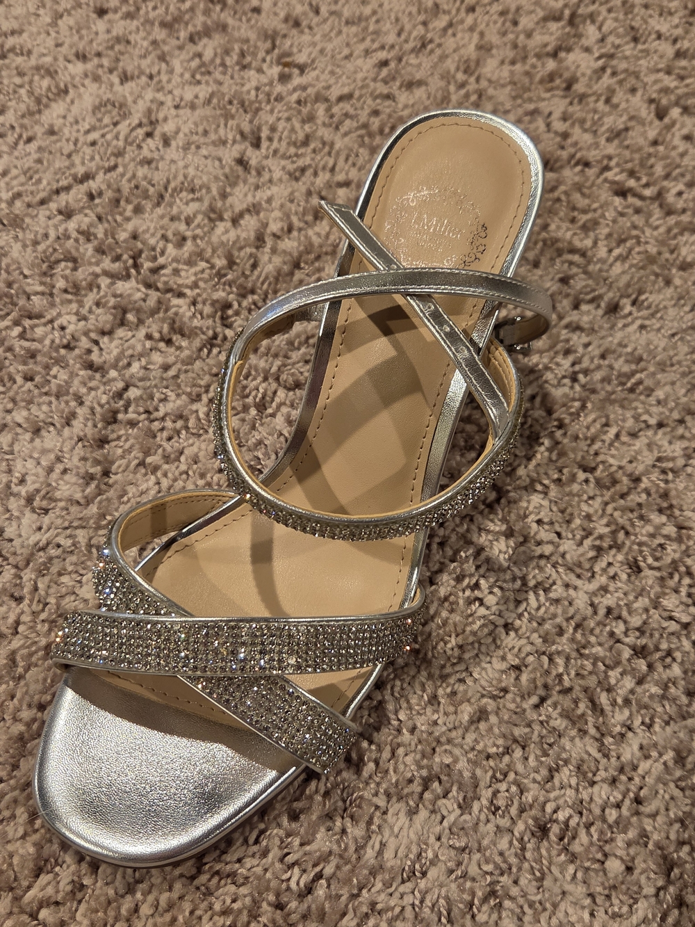 I. Miller Silver Crystal Block Heels - Picture 5 of 11